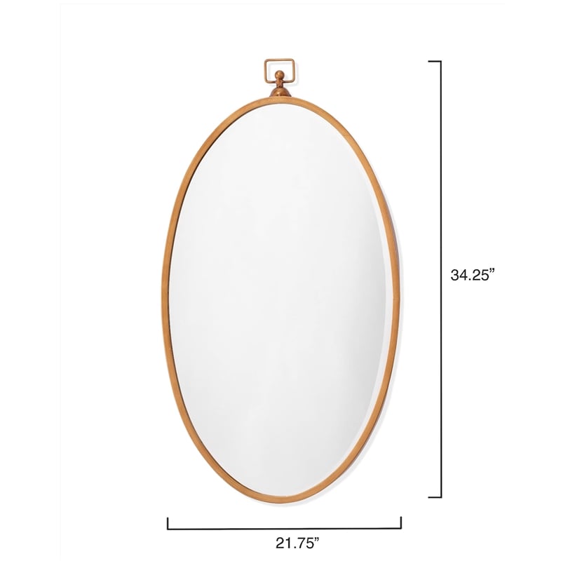 Maklaine Iron Metal/Engineered Wood Accent Mirror in Antique Brass