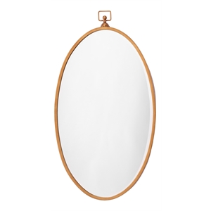 Maklaine Iron Metal/Engineered Wood Accent Mirror in Antique Brass