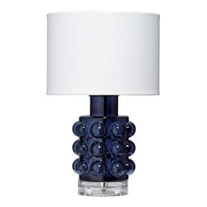 Maklaine Modern Blown Glass & Acrylic Table Lamp in Blue/Off White