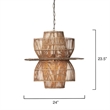 Maklaine 1-Light Farmhouse Rattan & Iron Metal Pendant in Antique Brass