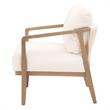 Maklaine Transitional Fabric Club Chair in Pearl White / Smoke Gray