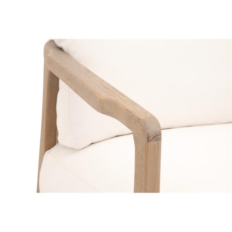 Maklaine Transitional Fabric Club Chair in Pearl White / Smoke Gray