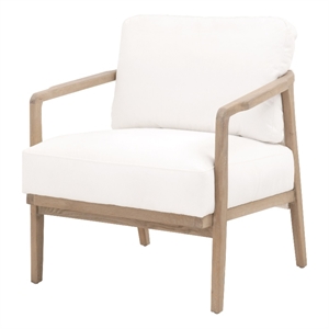 Maklaine Transitional Fabric Club Chair in Pearl White / Smoke Gray