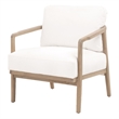 Maklaine Transitional Fabric Club Chair in Pearl White / Smoke Gray