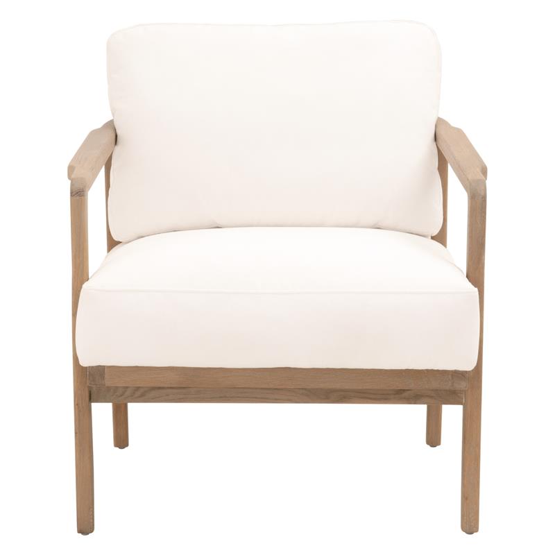 Maklaine Transitional Fabric Club Chair in Pearl White / Smoke Gray