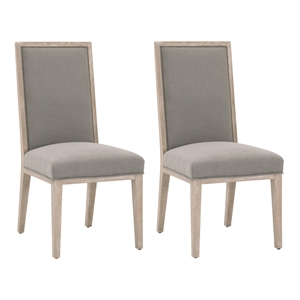 Maklaine Transitional Fabric Dining Chair in Gray (Set of 2)
