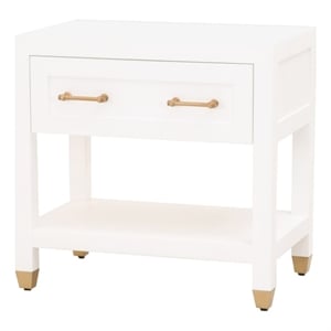 Maklaine Transitional 1-Drawer Wood Nightstand in White Finish