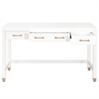 Maklaine Transitional Wood and Steel Desk in Matte White Finish
