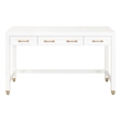 Maklaine Transitional Wood and Steel Desk in Matte White Finish