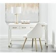 Maklaine Transitional Wood and Steel Desk in Matte White Finish