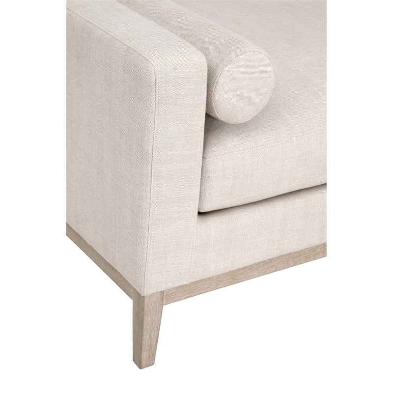 Maklaine Transitional Fabric Daybed in Bisque Beige / Natural Gray