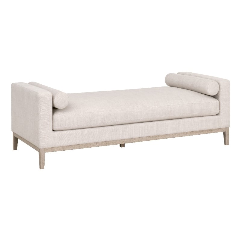 Maklaine Transitional Fabric Daybed in Bisque Beige / Natural Gray