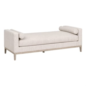 maklaine transitional fabric daybed in bisque beige / natural gray