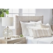 Maklaine Transitional Fabric Cal King Bed in Off White/Gray Finish