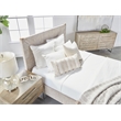 Maklaine Transitional Fabric Cal King Bed in Off White/Gray Finish
