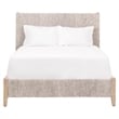 Maklaine Transitional Fabric Cal King Bed in Off White/Gray Finish