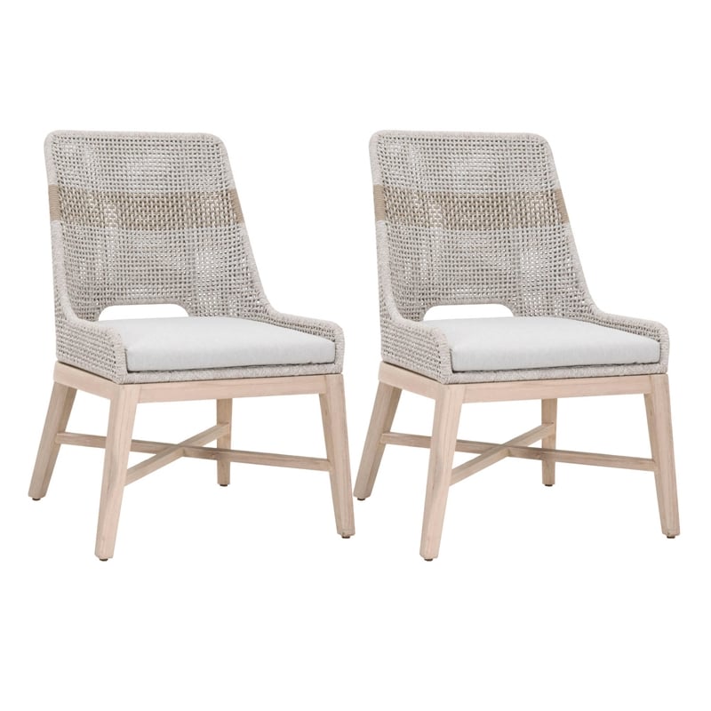 Maklaine Transitional Fabric Outdoor Dining Chair - Gray /Set of 2