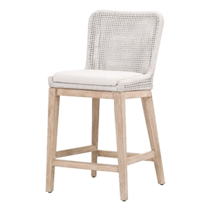 Maklaine Transitional Woven Mesh 26&quot Fabric Counter Stool in Off White