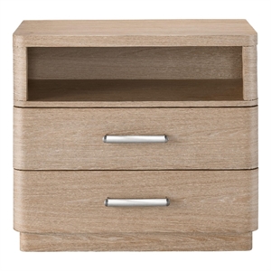 Maklaine Contemporary Nightstand with Two Drawers in Tan Tech Oak