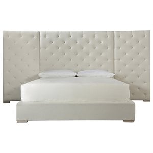 Maklaine Contemporary 163&quot Tufted King Panel Bed in Quartz Finish