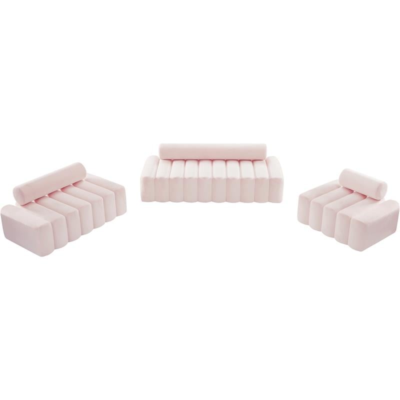 Maklaine Contemporary Deep Channel Tufted Soft Rich Pink Velvet Chair