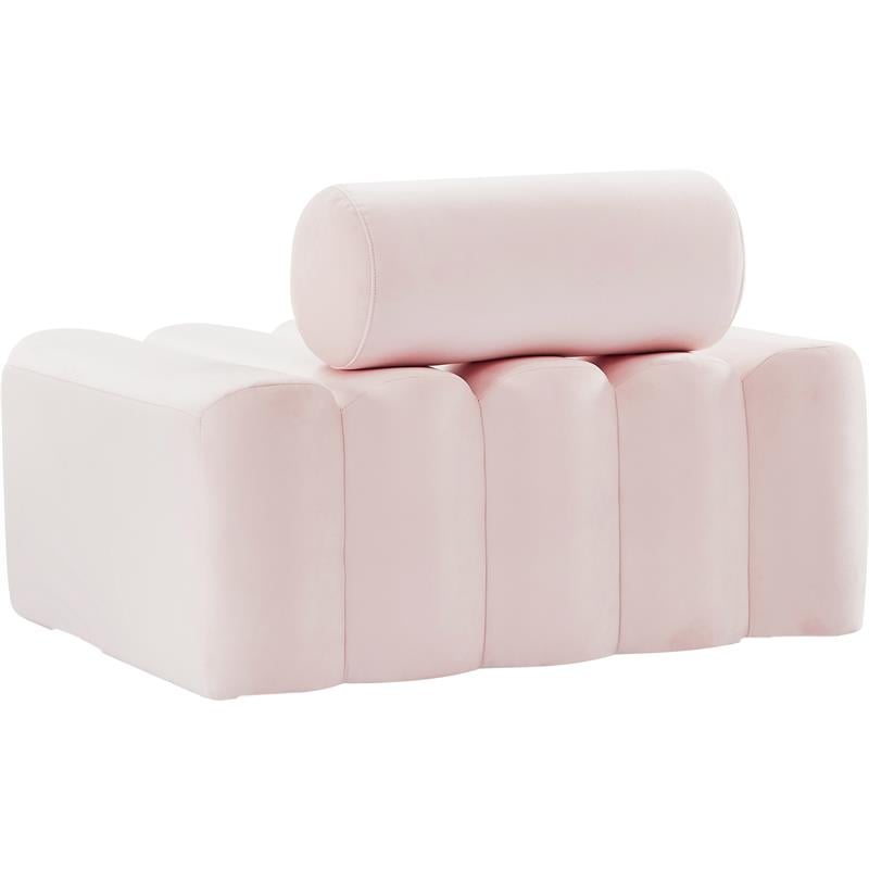Maklaine Contemporary Deep Channel Tufted Soft Rich Pink Velvet Chair