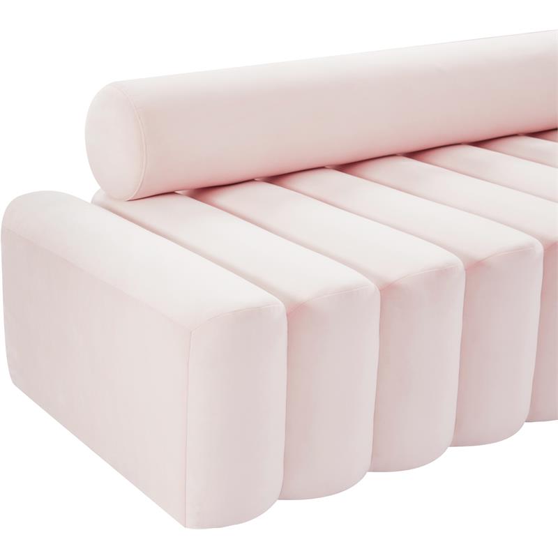 Maklaine Contemporary Deep Channel Tufted Soft Rich Pink Velvet Chair