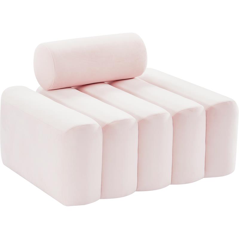 Maklaine Contemporary Deep Channel Tufted Soft Rich Pink Velvet Chair