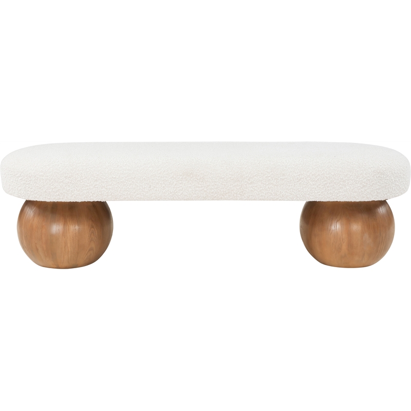 Maklaine Boucle Cream Bench Rectangular 59.5