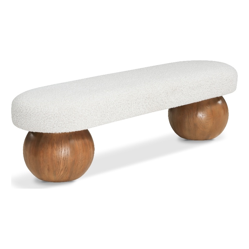 Maklaine Boucle Cream Bench Rectangular 59.5