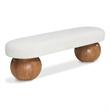 Maklaine Boucle Cream Bench Rectangular 59.5