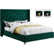 Maklaine Contemporary Deep Button Tufted Soft Rich Green Velvet King Bed