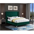 Maklaine Contemporary Deep Button Tufted Soft Rich Green Velvet King Bed