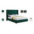 Maklaine Contemporary Deep Button Tufted Soft Rich Green Velvet King Bed