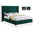 Maklaine Contemporary Deep Button Tufted Soft Rich Green Velvet King Bed