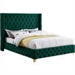 Maklaine Contemporary Deep Button Tufted Soft Rich Green Velvet King Bed