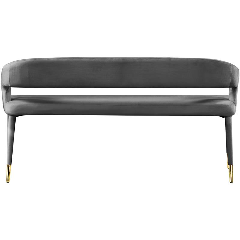 Maklaine Contemporary Upholstered Soft Rich Gray Finish Velvet Bench