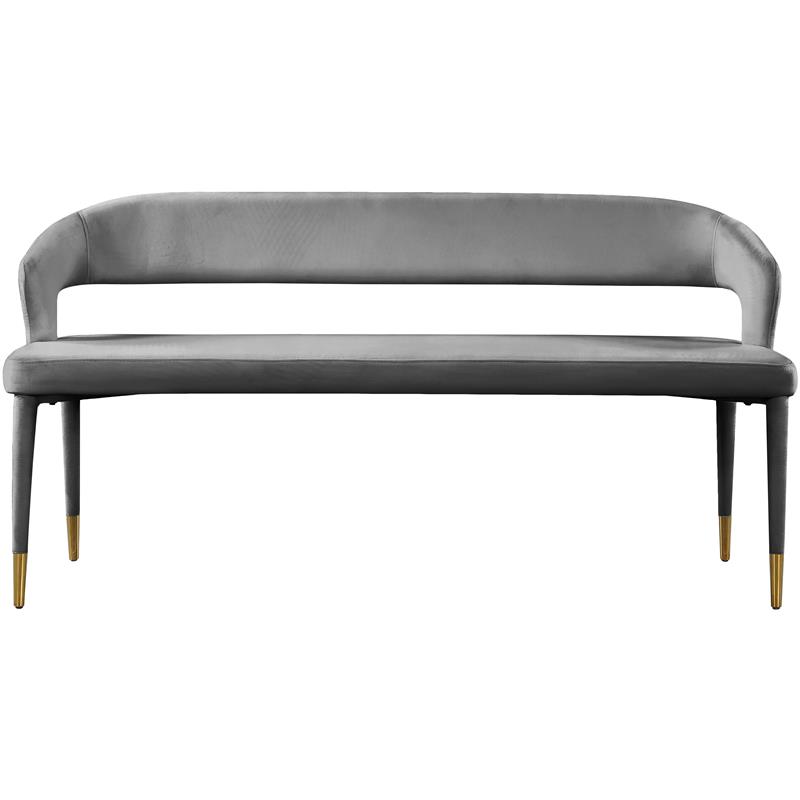 Maklaine Contemporary Upholstered Soft Rich Gray Finish Velvet Bench