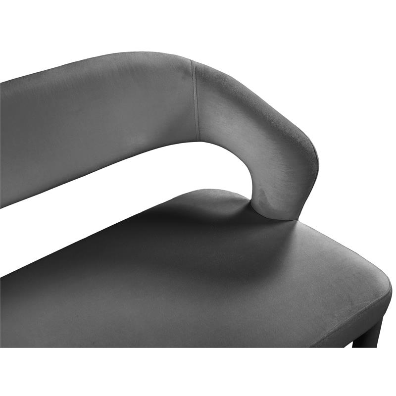 Maklaine Contemporary Upholstered Soft Rich Gray Finish Velvet Bench
