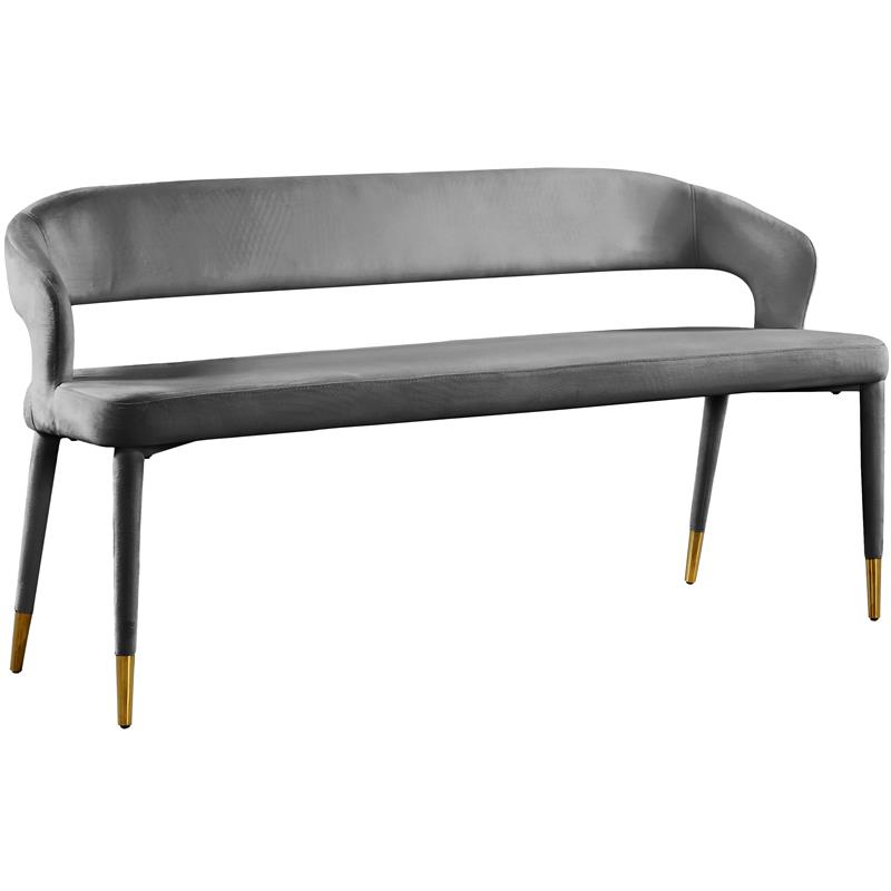 Maklaine Contemporary Upholstered Soft Rich Gray Finish Velvet Bench
