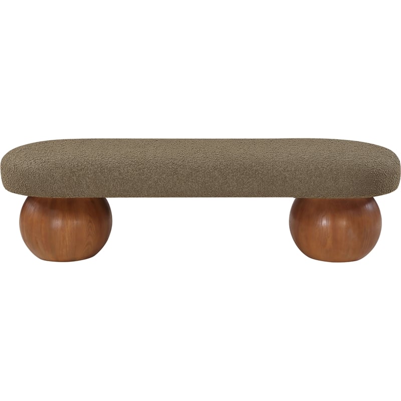 Maklaine Boucle Fabric Olive Green Bench Rectangular Art Deco 59.5