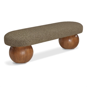 maklaine contemporary rich olive green finish boucle fabric bench