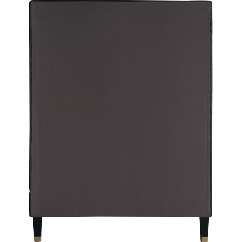 Maklaine Contemporary Soft Rich Black Finish Velvet Twin Bed