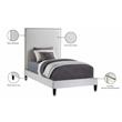 Maklaine Contemporary Soft Rich Cream Finish Velvet Twin Bed