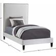 Maklaine Contemporary Soft Rich Cream Finish Velvet Twin Bed