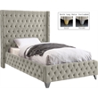 Maklaine Contemporary Soft Rich Cream Finish Velvet Twin Bed