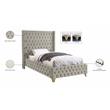 Maklaine Contemporary Soft Rich Cream Finish Velvet Twin Bed