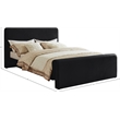 Maklaine Contemporary Soft Rich Black Finish Velvet King Bed
