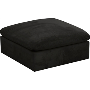 Maklaine Contemporary Soft Rich Black Velvet Modular Ottoman