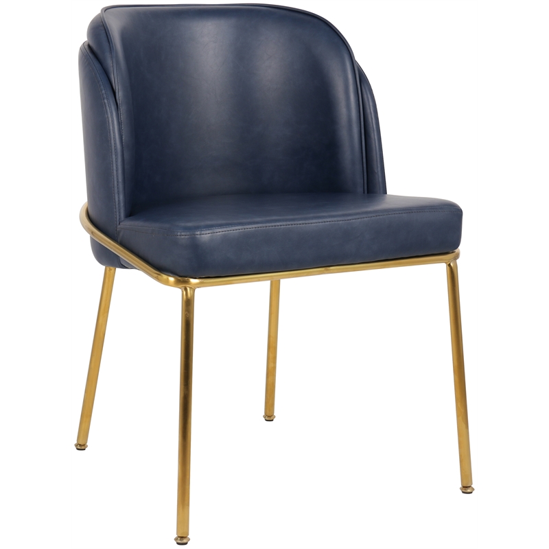 Maklaine Contemporary Navy Finish Vegan Leather Dining Chair - Set of 2